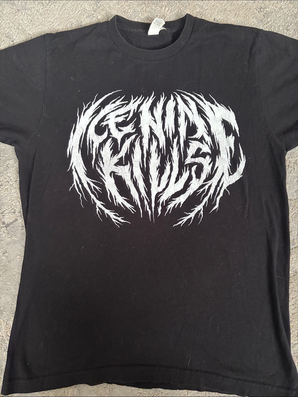 Tultex Black Short-Sleeve Tee with White Distressed Crest